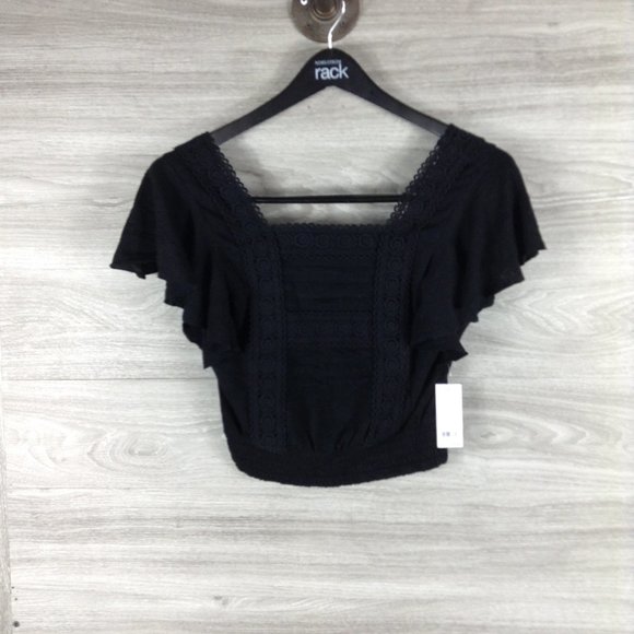 BP Black Square Neck Crochet Blouse - Picture 1 of 5